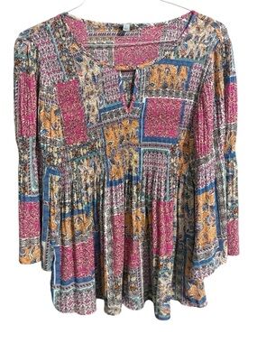 Bohemian Patchwork Peasant Blouse